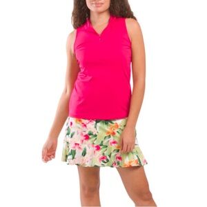 TOMMY BAHAMA 2pc Upf 50 Quarter Zip Mock Neck Tank And Ruffle Hem Skort Set